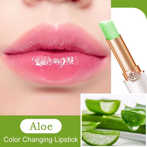BINGBRUSH Aloe vera Color Changing Lipstick Queen,Moisturizer Long Lasting Lip Care Lip Balm Magic Lip Gloss Lip Tint Stain Glossly Makeup Lipstick Set for Women (1pc Aloe vera)