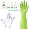 Disfore 2 Pairs of Durable Rubber Gloves, Reusable Non-Slip Cleaning Gloves, Long-Sleeved Waterproof Dishwashing Gloves to Protect Hands, Soft and Comfortable Premium Kitchen Gloves,Small Green