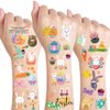 Easter Temporary Tattoos for Kids, 10 Sheets Easter Eggs Rabbit Tattoos Stickers Bunny Carrot Chick Print Waterproof Fake Tattoo Stickers for Easter Holiday Party Supplies Making Decor