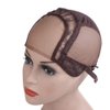 YANTAISIYU 4X4 Inch U Part Swiss Lace Wig Cap for Making Wigs with Adjustable Straps on the Back Glueless Hairnets (Dark Brown M)