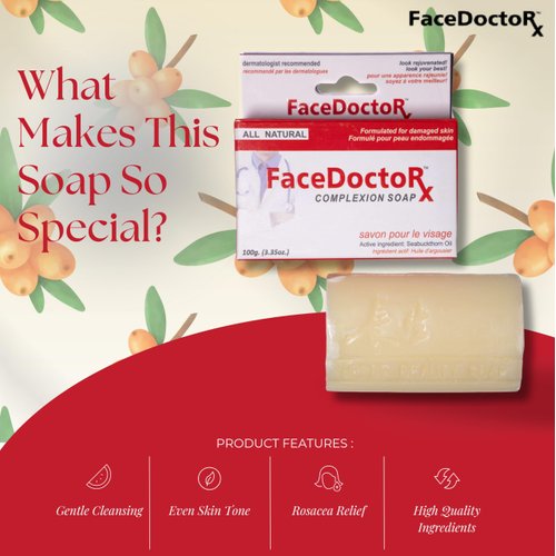FACEDOCTOR Complexion Soap - Natural Acne Bar Soap for Face - Cleansing Bar for All Skin Types - Helps with Sensitive, Dry, Oily Skin Issues, Even Skin Tone, Rosacea, Dark Acne Spots - Men & Women