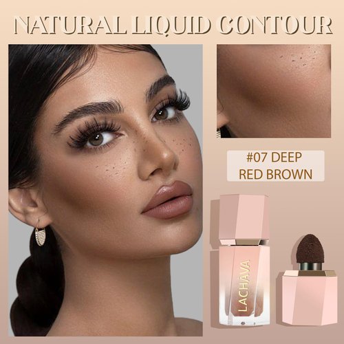 BEFIVECOK Liquid Contour Stick Makeup - Liquid Cream Bronzer Stick for Face, Natural Blendable Matte Cream Contour Makeup, Silky Long Lasting Waterproof Creme Blush Contour Wand (#07 DEEP RED BROWN)