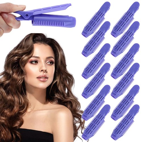 Aster 12pcs Volumizing Hair Root Rollers for Women, Natural Fluffy Hair Curlers for Instant Curly Styling - Short & Long Hair (Purple)