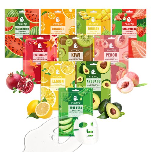 10 Pcs Facial Sheet Mask,Hydrating Face Masks Skincare Gift Set,Moisturizing Soothing Facial Masks,Easy to Use & Nourishing Face Mask Skin Care Set