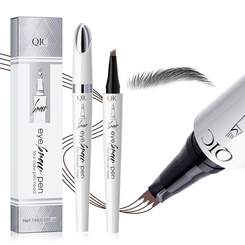 3D Waterproof Microblading Eyebrow Pen,Micro 4 Tip Brow Pen,Long-lasting Natural Eyebrow Magic Pen Microblading Pen Waterproof&Smudge-proof Creates Natural Looking Brows(Gray)
