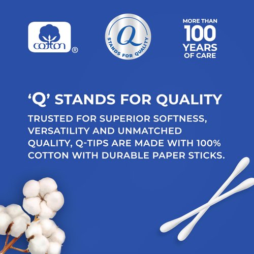 Q-tips Cotton Swabs For Hygiene and Beauty Care Original Cotton Swab Made With 100% Cotton 375 Count