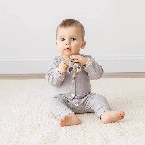 Itzy Ritzy - Ritzy Teether for Molars - Massages Sore Gums & Reaches Back Molars - Silicone Baby Teething Toy with Multiple Textures & Flexible Design - Teething Relief for 3 Months & Up (Puppy)