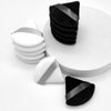 12 Pieces Cosmetic Powder Puff,2.76 inch Portable Soft Sponge Setting Face Puffs,Triangle Velvet with Ribbon Band Handle for Loose Powder Body Powder Makeup Tool