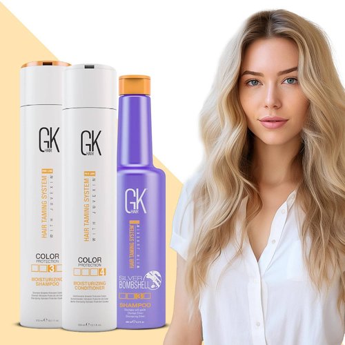 GK HAIR Moisturizing Shampoo and Conditioner Set - Silver Bombshell Shampoo for Dry, Frizzy, Damaged, and Color-Treated Hair - Nourishing Formula for All Hair Types