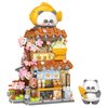 MEIEST Mini City Shop Street View Building Blocks Model Set,Simulation Panda Architecture Collection Particle Construction Building Bricks Toy,Home Decor (Taiyaki)