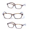 Mass Vision® 3 Pair of The The Intellect Unisex Reading Glasses - Microfiber Soft Pouches Included (Tortoise, 3.0)