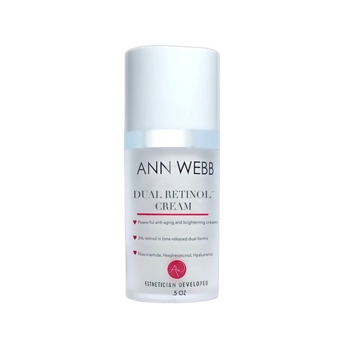 Ann Webb Dual Retinol Cream For Face: All Natural Night Moisturizer w/Time Release Retinol Gentle & Powerful Exfoliator, Anti-Aging, Anti-Wrinkle, Smoothing Fine Lines & Brightening Cream .5oz