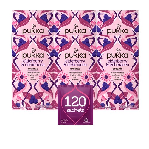 Pukka Elderberry &amp; Echinacea Herbal Tea, 20ct (Pack fo 6)