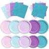CMUSKO Mermaid Birthday Decorations-60Pcs Mermaid Plates and Napkins Pink Blue Purple Little Mermaid Theme Party Supplies