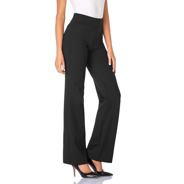Tapata Women's 30'' High Waist Stretchy Bootcut Dress Pants Tall, Petite, Regular for Office Business Casual Black,L