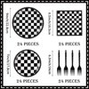 96 Pcs Checkered Plates and Napkins Party Supplies Racing Party Favors Race Car Birthday Decorations Checkered Flag Party Supplies