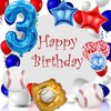 HADCKJA Baseball Balloons Baseball Birthday Party Supplies with 3rd Balloon Baseball Glove Balloon Red Blue Star Red Blue Confetti Balloon for Boy Shower Decorations Birthday Party Decorations 9Pcs