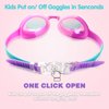 Keary 2 Pack Kids Swim Goggles Swimming Goggles for Toddler Children Girls Boys Youth, Anti-Fog Waterproof Anti-UV Clear Vision Mirror Flat Lens Water Pool Goggles with 3 Nose Piece, Pink Kids Goggles …