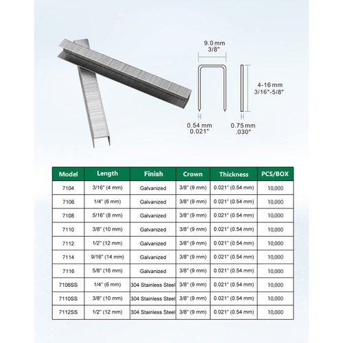 meite 22 Gauge 3/8-inch Crown 304 Stainless Steel Staples with 1/4-inch Length for Upholstery Staplers 10,020 per Box (1 Box)