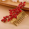 Chargances Wedding Brides Crystal Hair Comb Bridesmaid Red Rhinestone Flower Hair Side Comb Fahsion Handmade Hair Accessories for Women Girls Porm Head Pieces (Bright Red)