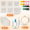 WovWeave 6 Set Animal Punch Needle Coasters Kit with Pattern, Yarn, Adhesive Felts, Hand Tools, Wooden Embroidery Hoop and Instruction Rug Punch Decoration DIY Art Crafts Kit for Kid Adult Beginner