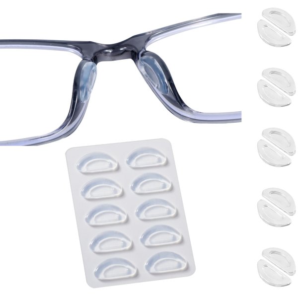 Eyeglass Nose Pads - Grip Added, Upgraded Soft Silicone Adhesive Glasses Nose Pad, Anti-Slip Nose Pads for Glasses Full Plastic Frames Sunglasses (5 Clear Pairs)