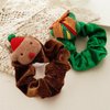 3 Pcs Christmas Hair Scrunchies for Women, Cute Soft Velvet Elk Santa Claus Elastic Bands Ponytail Holder, Scrunchy Hair Ties Ropes for Christmas Accessories for Girls Supplies (Green, Red, Brown)