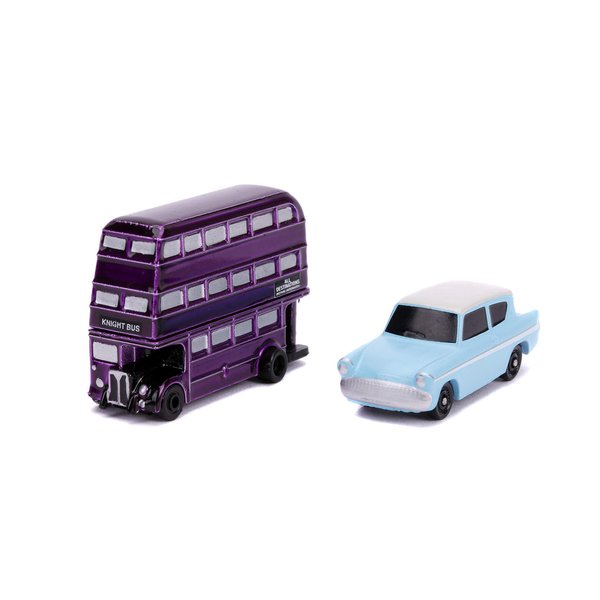 Jada Toys 253181002 Harry Potter Set of 2 Nano Collectable Die-cast, 959 Ford Anglia, Knight Bus, Toy Cars Set, 4 cm, 8 Years and Up