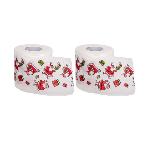 SummitLink 2 Rolls of Merry Christmas Toilet Paper Tissue Napkin Prank Fun Birthday Party Novelty Gift Idea