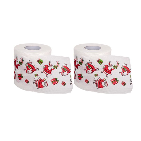 SummitLink 2 Rolls of Merry Christmas Toilet Paper Tissue Napkin Prank Fun Birthday Party Novelty Gift Idea