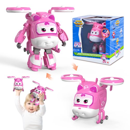 Super Wings 5" Transforming Supercharged Dizzy Airplane Toys, Action Figure Plane to Robot, Suitable for 3 4 5 Years Old Kids, Fun Flying Toy Plane for Preschool Boys and Grls, Birthday Gifts, Pink