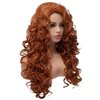ZXUY Long Curly Wavy Synthetic Wigs for Women, Heat Resistant Fiber, Cosplay Full Head Wigs, Halloween/Christmas (Brown 60CM)