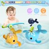 FICCURYS Baby Bath Toys Set,Wind Up Pool Toys for Toddlers 1-3,Kids Magnetic Fishing Toys with Fishing Rod,Fishing Net and 4Pcs Brightly Colored Whales,Boys and Girls Birthday Gifts