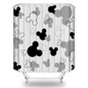 BIYSUC Mouse Head Shower Curtain Black and White Children Cartoons Kids Bath Curtain Cute Animal Grey Bathroom Home Decor Waterproof Polyester Fabric 72Lx72W Inch with 12 Pack Hooks