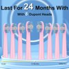 SHAOJIER Electric Toothbrush, with 8 Replacement Brush Heads and 1 Travel Box,Sonic Toothbrush for Adults and Kids,Portable Rechargeable Toothbrush for Travel (Pink)