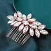 Catery Crystal Bridal Hair Comb Rose Gold Wedding Hair Piece Rhinestone Bride Hair Accessories for Women and Girls