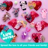JOYIN 28 Packs Valentines Day Prefilled Hearts with Plush Animal Finger Puppet and Valentins Card for Kids Classroom Exchange, Valentine Party Favors, Gift Exchange, Game Prizes