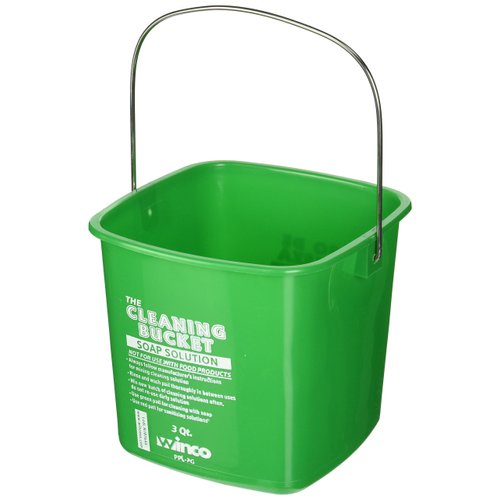 Winco PPL-3G Cleaning Bucket, 3-Quart, Green Soap Solution