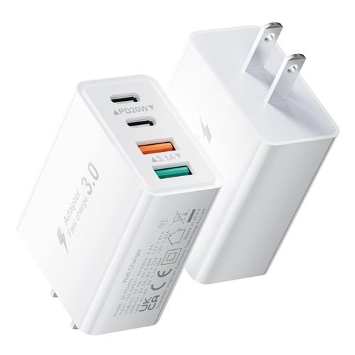 (2-Pack) 40W USB C Charger Block Fast Charging Cube 4-Port Type C Brick Dual PD&QC Wall Plug Adapter for iPhone All Series & iPad, Tablets, for Samsung, Cell Phones Android