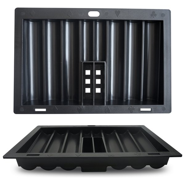 Yuanhe Poker Chip Tray Rack - Blackjack Casino Poker Table Dealer Chips Tray with 2 Card Slots, 350-Chip Capacity