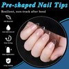 LoveOurHome 600pc Short Gel X Nail Tips Almond Fake Nails Clear XS Stiletto False Nail Tips Full Cover Artificial Fingernails Soft Gel Nail Tips for Acrylic Nails Gel X Extension Press Nails Making