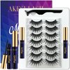 AkesuLash Magnetic Eyelashes Natural Look - 3D Cat-eye Wispy Magnetic Lashes with Applicator,2 Tubes of Magnetic Liner,Updated Strongest Reusable, Easy to Apply, Cruelty-Free,7 Pairs