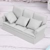 Agatige Dollhouse Furniture Set, Dollhouse Miniature Sofa Kit with 3 Pillow Miniature Toys Couch Chairs for 1:12 Dollhouse Accessory(Gray)