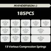 Manderson 185 Pcs Compression Springs Assortment Kit, 13 Different Sizes, Stainless Steel Springs, Mechanical Springs, for Home Repair