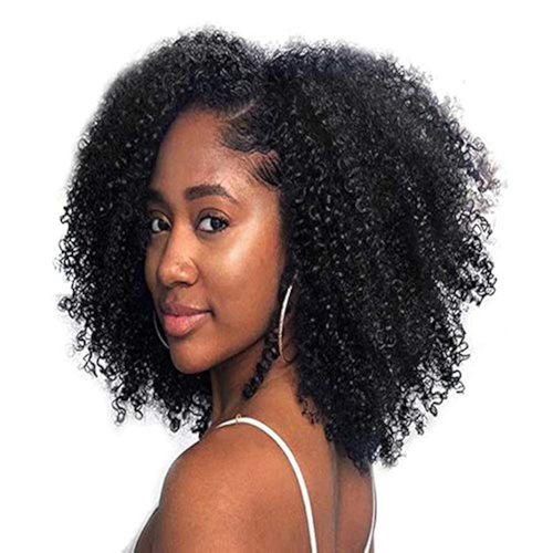 SAEIALL Hair Mongolian Afro Kinky Curly Clip In Hair Extensions 4C Afro Kinky Clip Ins 120g/set Mongolian Virgin Remy Human Hair Clip On Hair (1 bundle 16inch, natural black)