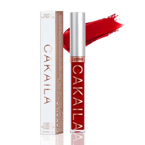 CAKAILA Red Matte Long Lasting Liquid Lipstick Lip Gloss Set,labiales metalicos Matte Nude matt Lipstick Long Lasting Waterproof llabiales mate 24 horas originales matte larga duracion 24