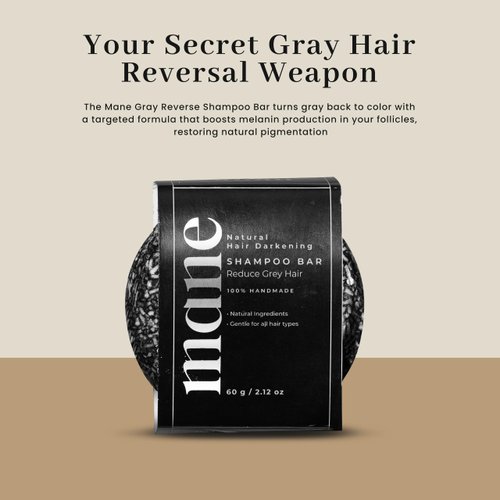 Black Soap for Gray Hair (60g) - Reverse Shampoo Bar For Men - Hair Darkening Shampoo Bar - Gray Hair Bar for Stronger & Shinier Hair - Hair Soap Bar