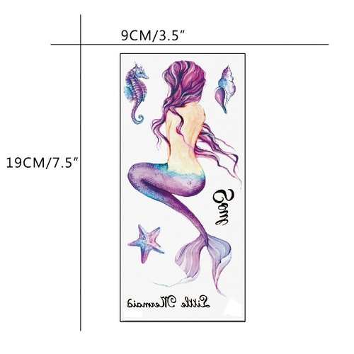 TAFLY Waterproof Temporary Tattoo Sticker Mermaid Tatto Stickers Fake Tattoos for Women 5 Sheets
