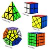 Speed Cube Set, Puzzle Cube, Magic Cube 2x2 4x4 Pyraminx Pyramid Megaminx Fenghuolun Puzzle Cube Toy Gift for Children Adults, Pack of 5