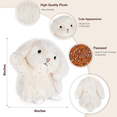 Bunny Stuffed Animal, Microwavable Stuffed Animal for Period Cramps Pain, Rabbit plush for Anxiety Relief, Bunny plush, Heated Stuffed Animals, Stress Relief Packages for Women & Girls, Unscented